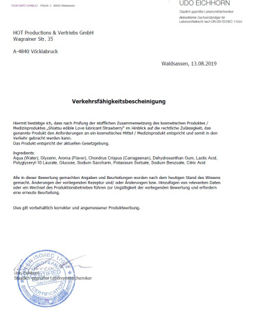 Їстівний лубрикант SHIATSU Love Полуниця, 75 мл