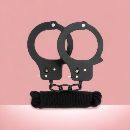 Набір BONDX METAL CUFFS & LOVE ROPE SET, BLACK