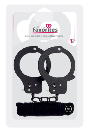 Набір BONDX METAL CUFFS & LOVE ROPE SET, BLACK