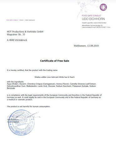 Їстівний лубрикант SHIATSU Love Білий чай і Персик, 75 мл