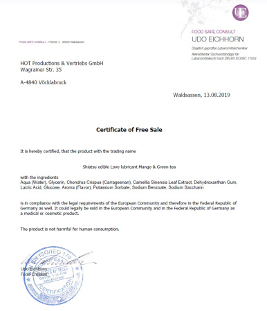 Їстівний лубрикант SHIATSU Love Манго і зелений Чай, 75 мл