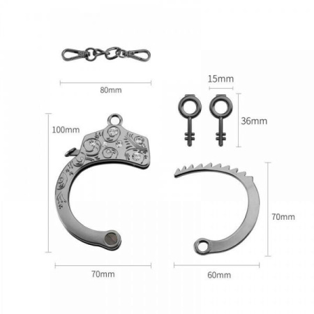 Наручники Разборные Premium Metal Romfun, Diamond || Наручники Розбірні Premium Metal Roomfun, Diamond, Металлик, Універсальний