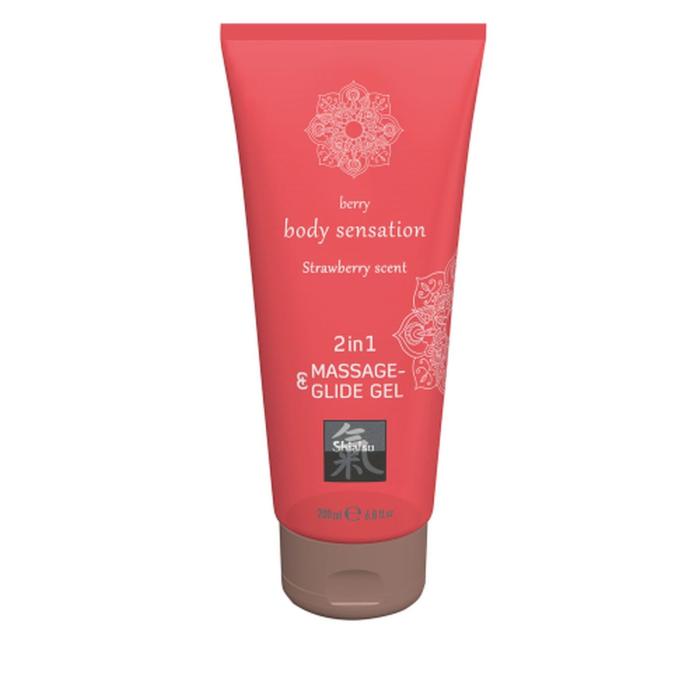 Лубрикант і масажна олія 2 в 1 Massage-&amp; Glide gel 2in1 Strawberry scent, 200 мл
