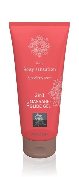 Лубрикант и массажное масло 2 в 1 Massage-&amp; Glide gel 2in1 Strawberry scent, 200 мл