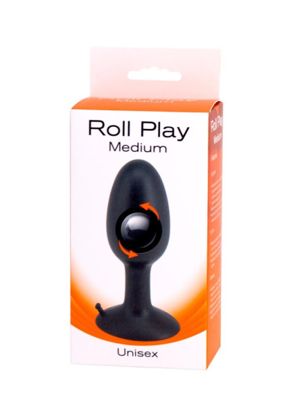 Анальная пробка с внутренним шариком ROLL PLAY MEDIUM BLACK