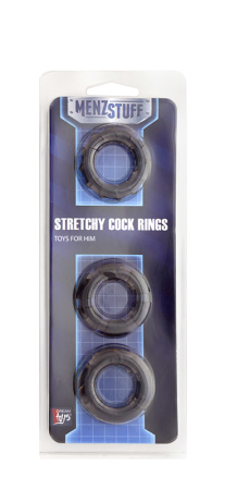 Набір кілець MENZSTUFF STRETCHY cock RINGS, SMOKE, Черный