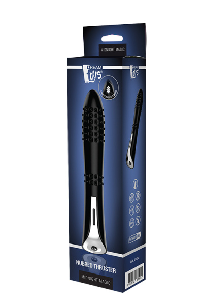 Вібромасажер з поступальними рухами MIDNIGHT MAGIC NUBBED THRUSTER, Черный, Розмір посилки : 7,00 х 28,50 х 4,80