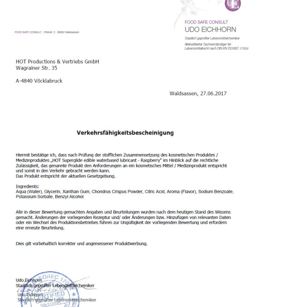 Їстівний лубрикант на водній основі Superglide Raspberry, 75 мл