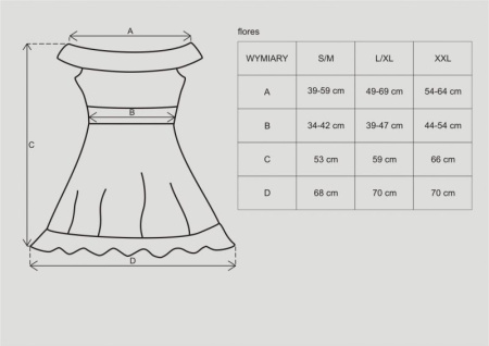 Сорочка Flores chemise Obsessive SM черная || Сорочка Flores chemise Obsessive SM чорна, Черный, S/M