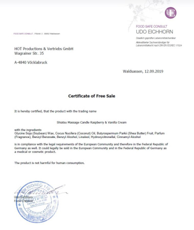 Свічка для масажу SHIATSU Малина і ванільний Крем, 130 гр