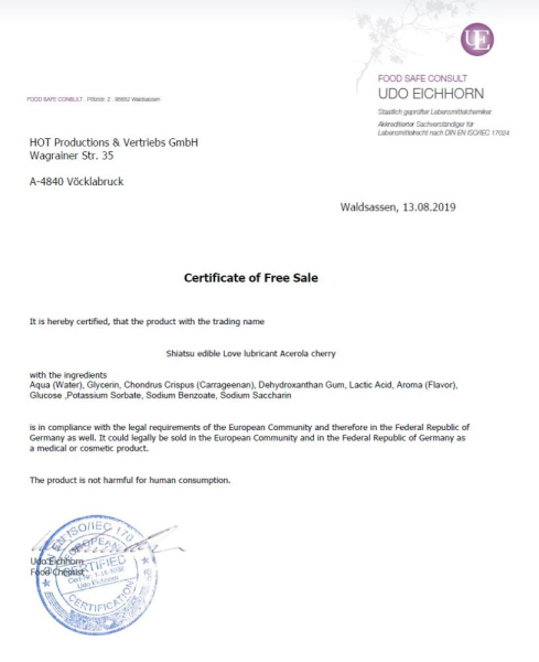 Съедобный лубрикант SHIATSU Love Барбадосская Вишня, 75 мл