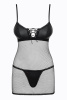 Сорочка сітка Obsessive Redella chemise, Черный, S/M