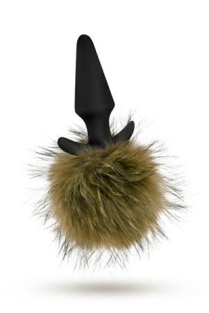 Анальна пробка з помпоном POM PLUGS BROWN, Черный/ Коричневый