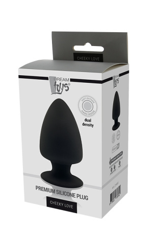 Термоактивная анальная пробка PREMIUM SILICONE PLUG M BLACK || Анальна пробка Dream Toys Premium Silicone Plug термоактивна, чорна