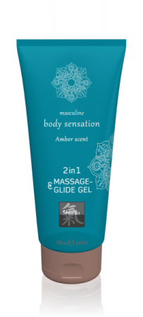 Лубрикант и массажное масло 2 в 1 Massage-&amp; Glide gel 2in1 Amber scent 200 мл