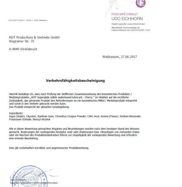 Съедобный лубрикант на водной основе Superglide Cherry, 75 мл