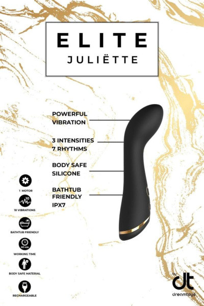 Вібромасажер для точки G Dream Toys ELITE JULIETTE LUXXE, Черный, Розмір посилки : 9,00 х 18,50 х 5,50