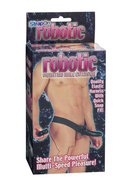 Чоловічий страпон з вібрацією ROBOTIC MALE STRAP-ON, BLACK, Черный