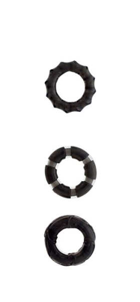 Набір кілець MENZSTUFF STRETCHY cock RINGS, SMOKE, Черный