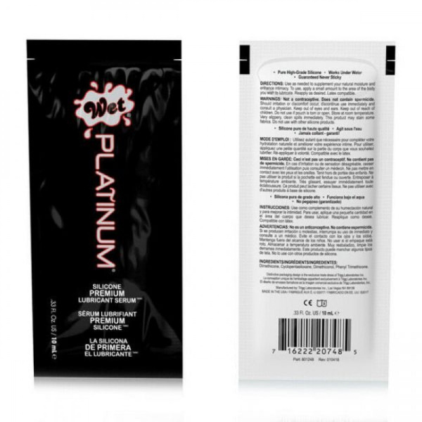 ПРОБНИК Лубрикант на силиконой основе WET Platinum Premium 10 мл