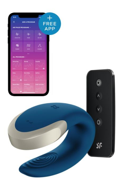 T360143 люксовий Smart вібратор для пар Satisfyer DOUBLE LOVE BLUE, Черный