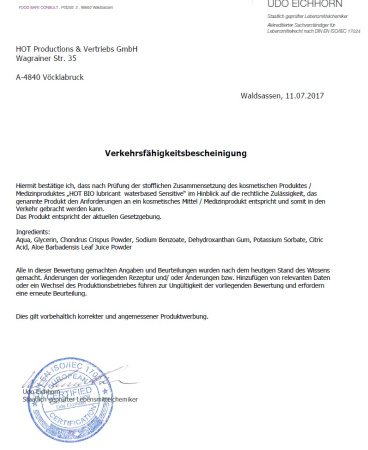 Органічний лубрикант на водній основі Hot Bio Lube Sensitive, 100 мл