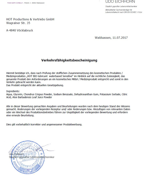 Органічний лубрикант на водній основі Hot Bio Lube Sensitive, 100 мл