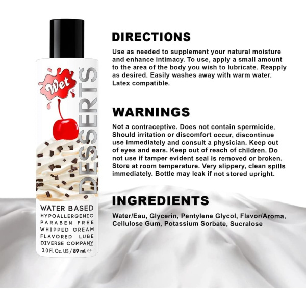 WT43066 Съедобный Лубрикант WET Whipped Cream ( со вкусом сливок) 89 мл