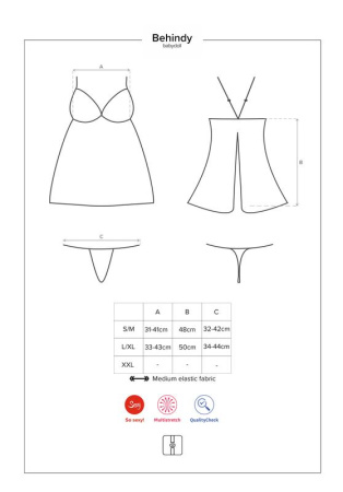 Сорочка Obsessive Behindy babydoll & thong S/M || Рубашка Obsessive Behindy babydoll & thong S/M