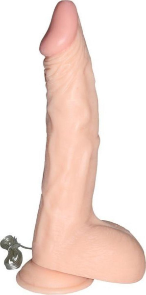 Вібратор гігант BIGSTUFF на присосці з пультом, тілесний