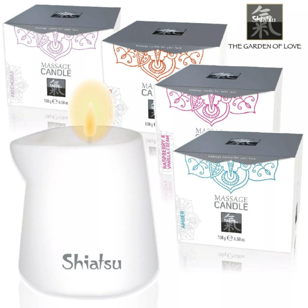 Свічка для масажу SHIATSU Малина і ванільний Крем, 130 гр