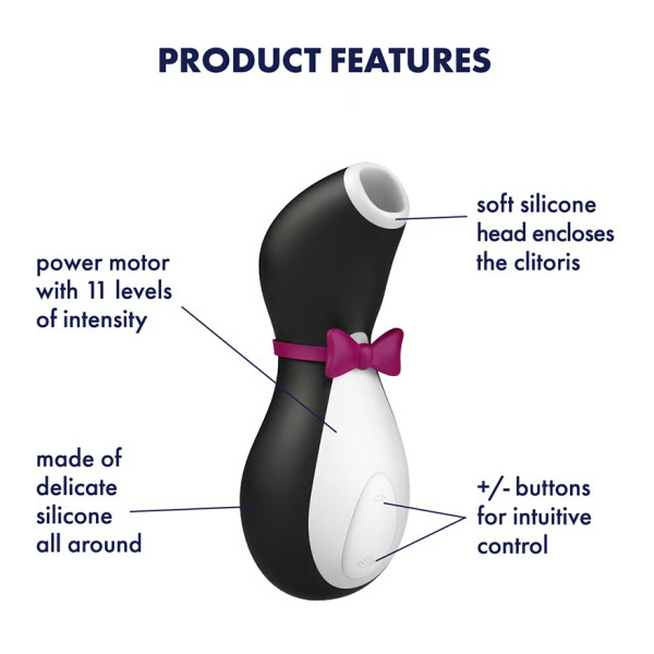 Вакуумний кліторальний стимулятор SATISFYER PRO PENGUIN, Черный
