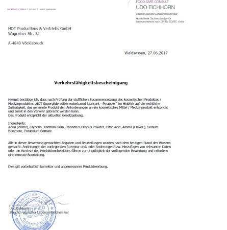 Їстівний лубрикант на водній основі Superglide Pineapple, 75 мл