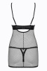 Сорочка сітка Obsessive Redella chemise, Черный, S/M