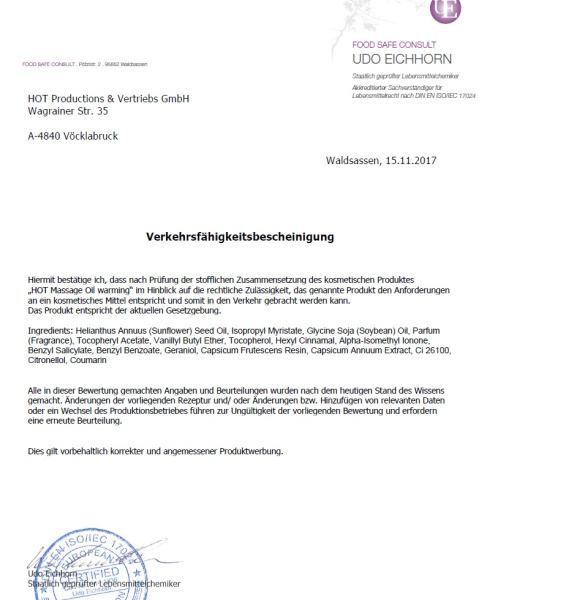 Масажна олія Active WARMING, 100 мл