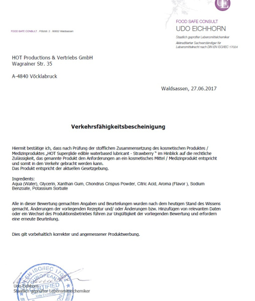 Їстівний лубрикант на водній основі Superglide Strawberry, 75мл