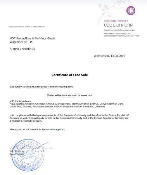 Съедобный лубрикант SHIATSU Love Японская Мята, 75 мл