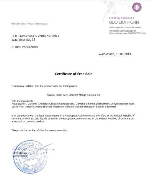 Съедобный лубрикант SHIATSU Love Манго и Зеленый Чай, 75 мл