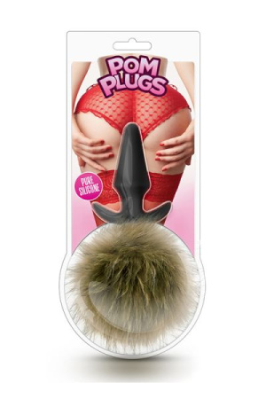 Анальна пробка з помпоном POM PLUGS BROWN, Черный/ Коричневый
